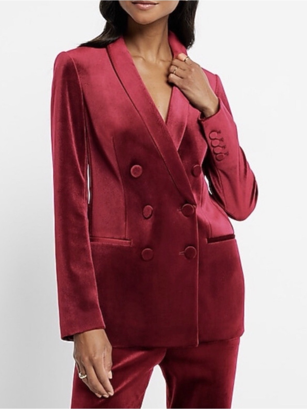 Express Velvet boyfriend blazer - Wine/Burgundy Color Large